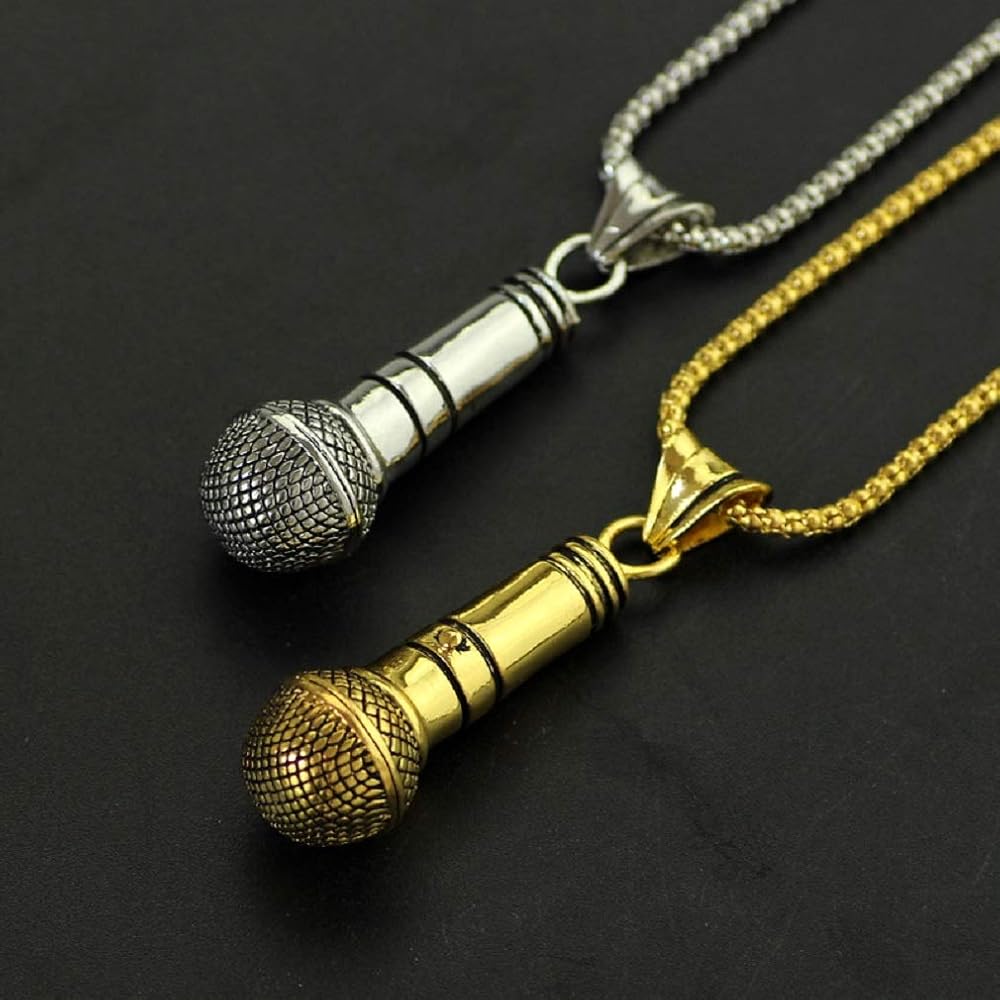 Amazon | 男性用マイクネックレス、ヒップホップミュージック